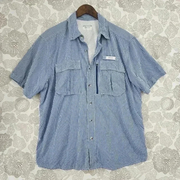 Gander‎ Mountain Outdoor Checkered button up Short sleeve men's Shirt L - Picture 1 of 8